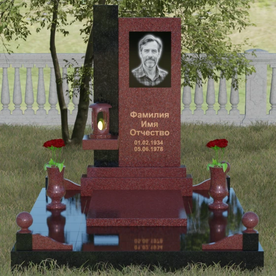 Мемориальная композиция с консольной полкой, гранит Лезниковский, вид 2