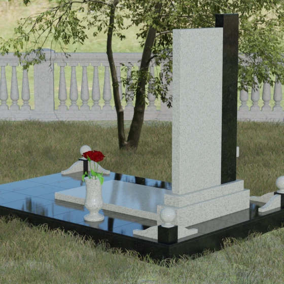 Мемориальная композиция с консольной полкой, гранит Мансуровский, вид 3
