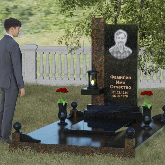 Мемориальная композиция с консольной полкой, гранит Габбро-диабаз, вид 4