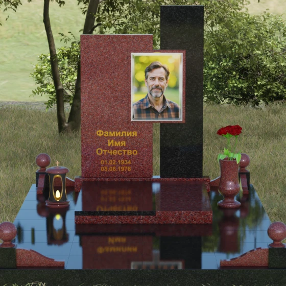Многоуровневый гранитный памятник, гранит Лезниковский, вид 2