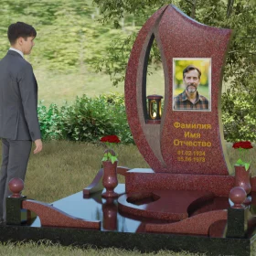Гранитный вертикальный памятник для одного - П078