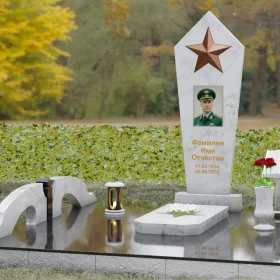 Вертикальный гранитный памятник на одного светский - П191
