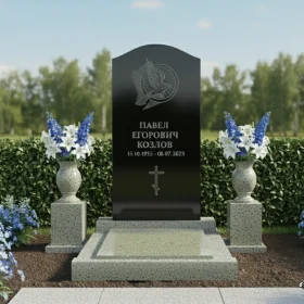 Гранитный православный памятник с крестом и комплексом - ПН058