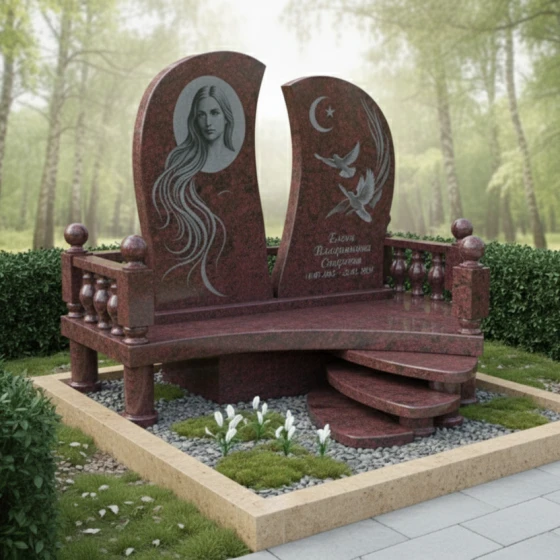 Элитный мусульманский памятник с двумя стелами, гранит Лезниковский