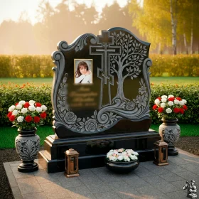 Элитный православный гранитный памятник с крестом - ПН144