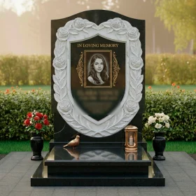 Элитный гранитный вертикальный памятник на могилу - ПН147