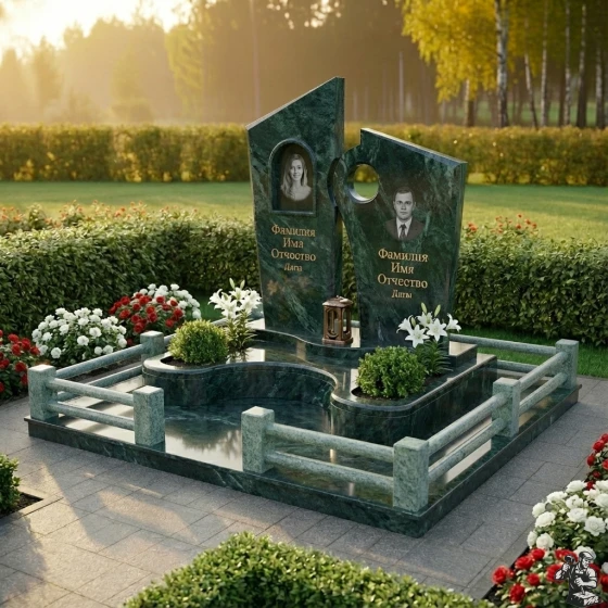Мемориальный комплекс с кругом и клумбами, гранит Мансуровский