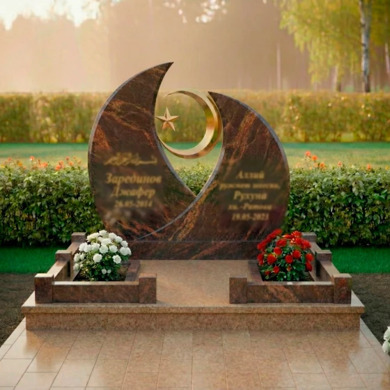 Мусульманский памятник с полумесяцами, гранит Дымовский