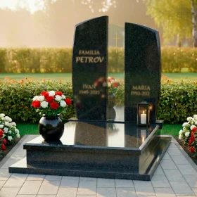Элитный Католический памятник для двоих с крестом - ПН237