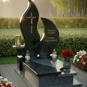 Гранитный православный памятник с комплексом и крестом - ПН239