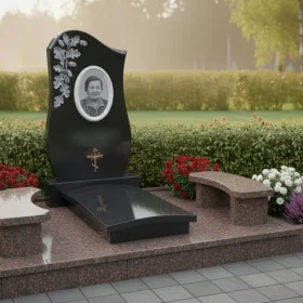 Элитный Гранитный вертикальный православный памятник - ПН387