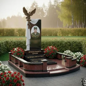 Элитный Гранитный православный вертикальный памятник - ПН406