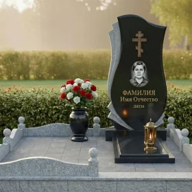 Гранитный мемориальный комплекс с крестом вертикальный - ПН471