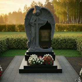 Гранитный элитный православный/католический памятник ПН619 - ПН619