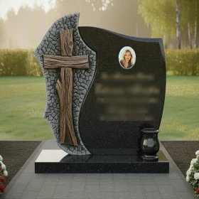 Комбинированный православный вертикальный памятник ПН624 - ПН624