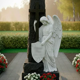 Элитный комбинированный православный вертикальный памятник ПН627 - ПН627
