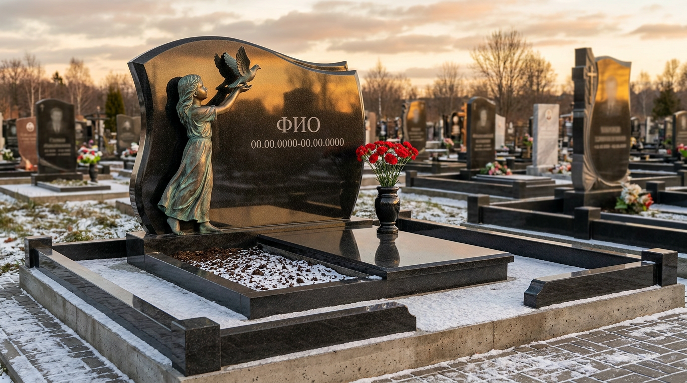 Пример дизайна: Бронзовый мемориал со скульптурой в полный рост с голубями