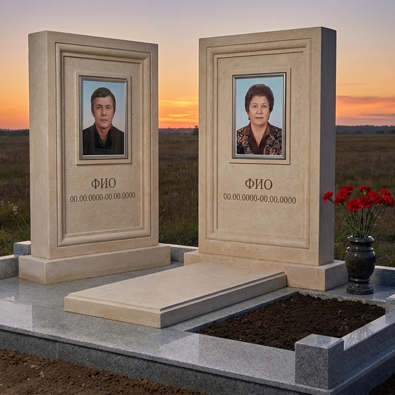 Памятник из известняка на двоих