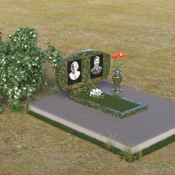 Фигурный памятник с мягким скругленным абрисом, гранит Балтик грин, вид 2