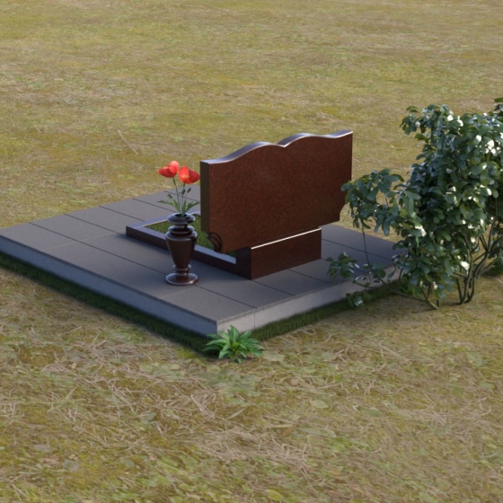 Фигурная гранитная стела с двойными волнами, гранит Лезниковский, вид 4