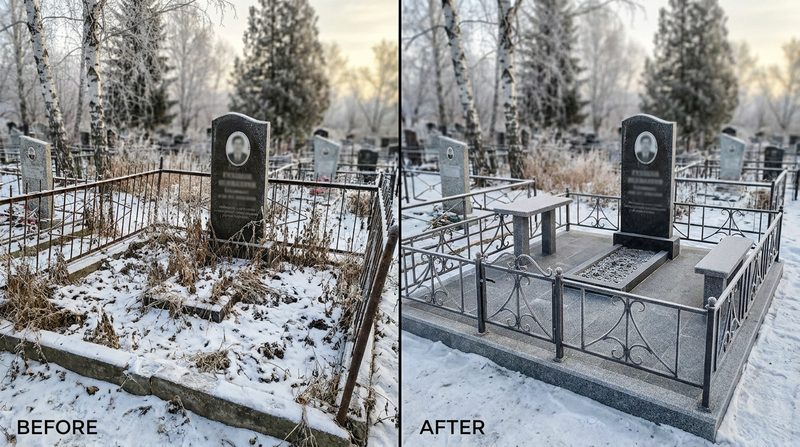 Благоустройство могилы в Иркутске — пример 2